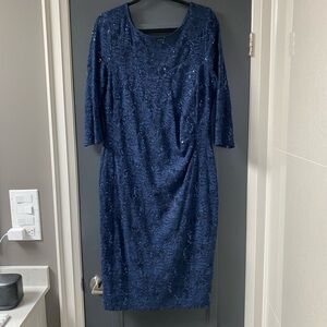 Elegant Navy Blue Lace Dress